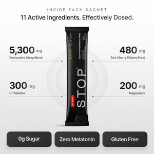 STOP Melatonin-Free Sleep & Relaxation Drink Mix with Magnesium, Glycine, L-Theanine, Tart Cherry, Chamomile & Valerian - Supports Falling Asleep, Staying Asleep & Sleep Quality - 11 Active Ingredients - 14 Servings