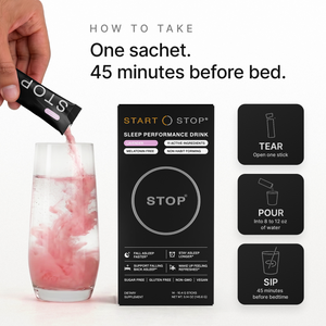 STOP Melatonin-Free Sleep & Relaxation Drink Mix with Magnesium, Glycine, L-Theanine, Tart Cherry, Chamomile & Valerian - Supports Falling Asleep, Staying Asleep & Sleep Quality - 11 Active Ingredients - 14 Servings