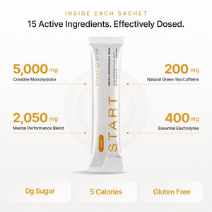 START 5-in-1 Nootropic Energy & Focus Drink Mix with 5g Creatine, 200mg Caffeine, L-Theanine, Alpha-GPC & Rhodiola - Supports Focus, Mood, Hydration, Stress Resilience & Cognitive Performance - 15 Active Ingredients - 14 Servings